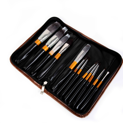 Private Label Black Face Powder Brush 12PCS Synthetic Hair Makeup Brushes
