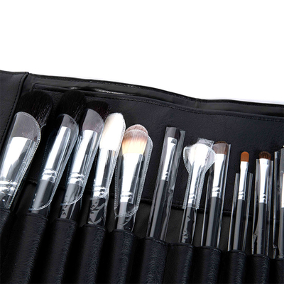 Black Face Makeup Brush Set Synthetic Hair With Leather Bag