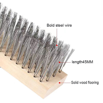 Outdoor Courtyard Cleaning Brush Stainless Steel Wire Sweeping Brush Floor Cleaning Brush with Wood Handle