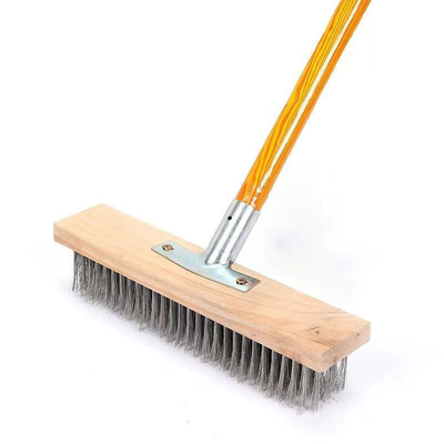 Outdoor Courtyard Cleaning Brush Stainless Steel Wire Sweeping Brush Floor Cleaning Brush with Wood Handle
