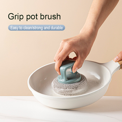 Best Selling Kitchen Stainless Steel Ball Cleaning Scrubber Brush With Handle